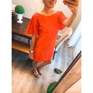 NWT Zara Open Back Sleeve Dress Orange S